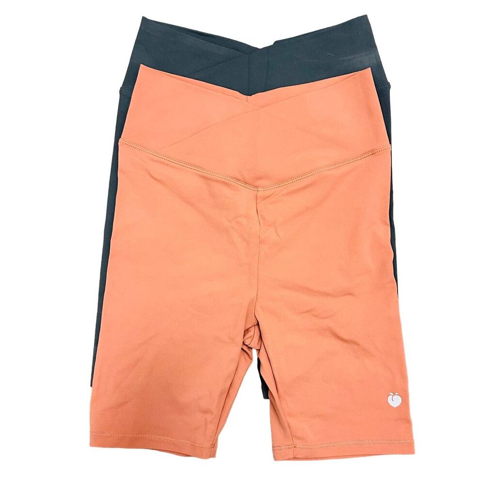 FLEXLIVING Blue Grey Peach Tan Scrunch High Rise Waisted Biker Short 7" XS